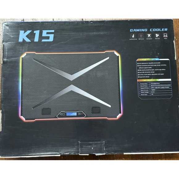 KYOLLY K15 Laptop Cooling Pad with RGB Lighting for Gaming Laptops (X0037RQ09T) - Picture 2 of 4